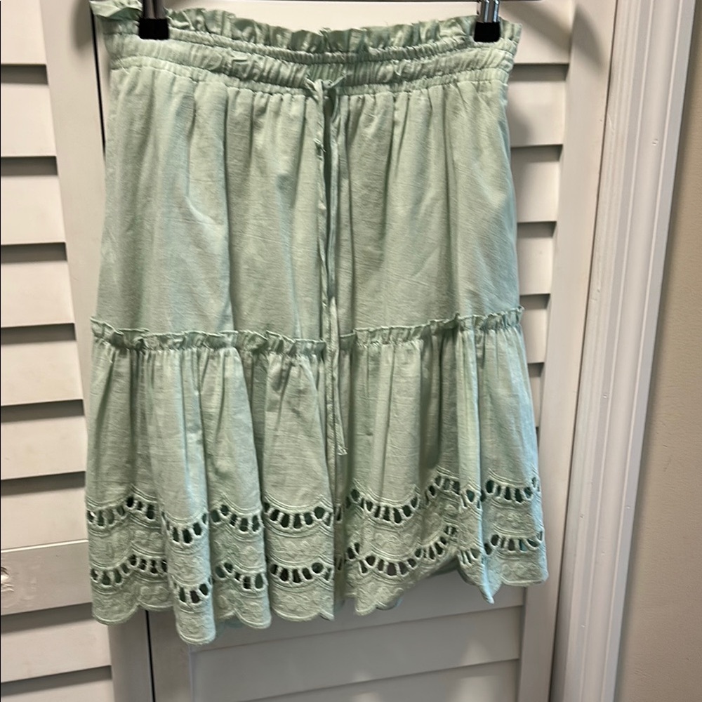 Mint Green Skirt with Lace Detail